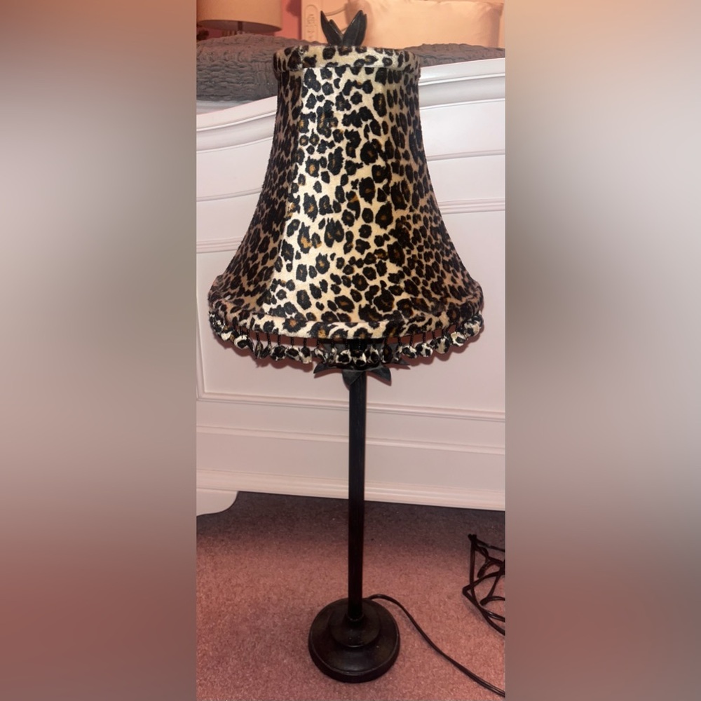 Leopard Print Lamp Shade with Fringe